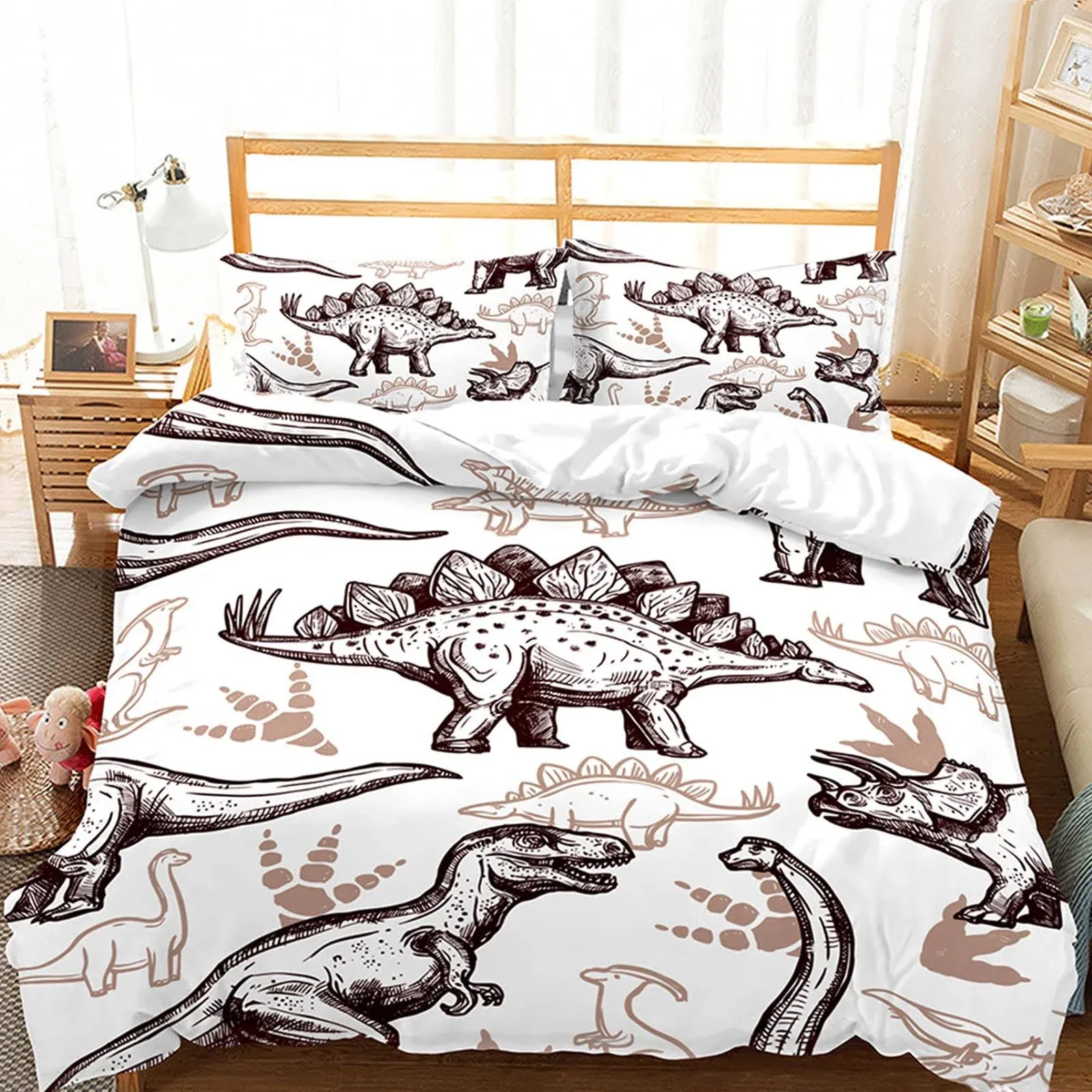 Zhhdinosaur Duvet Cover Sets Twin Kids&#039; Bedding Set 3Pcs Animal Pattern Comforte