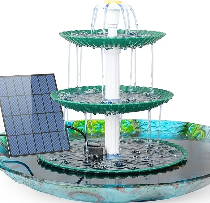 3-Tier Bird Bath, 3.5W Upgraded Solar Fountain Pump, DIY Solar Powered Fountain Pump for Bird Bath, Garden Decoration, Outdoor Bird Feeder