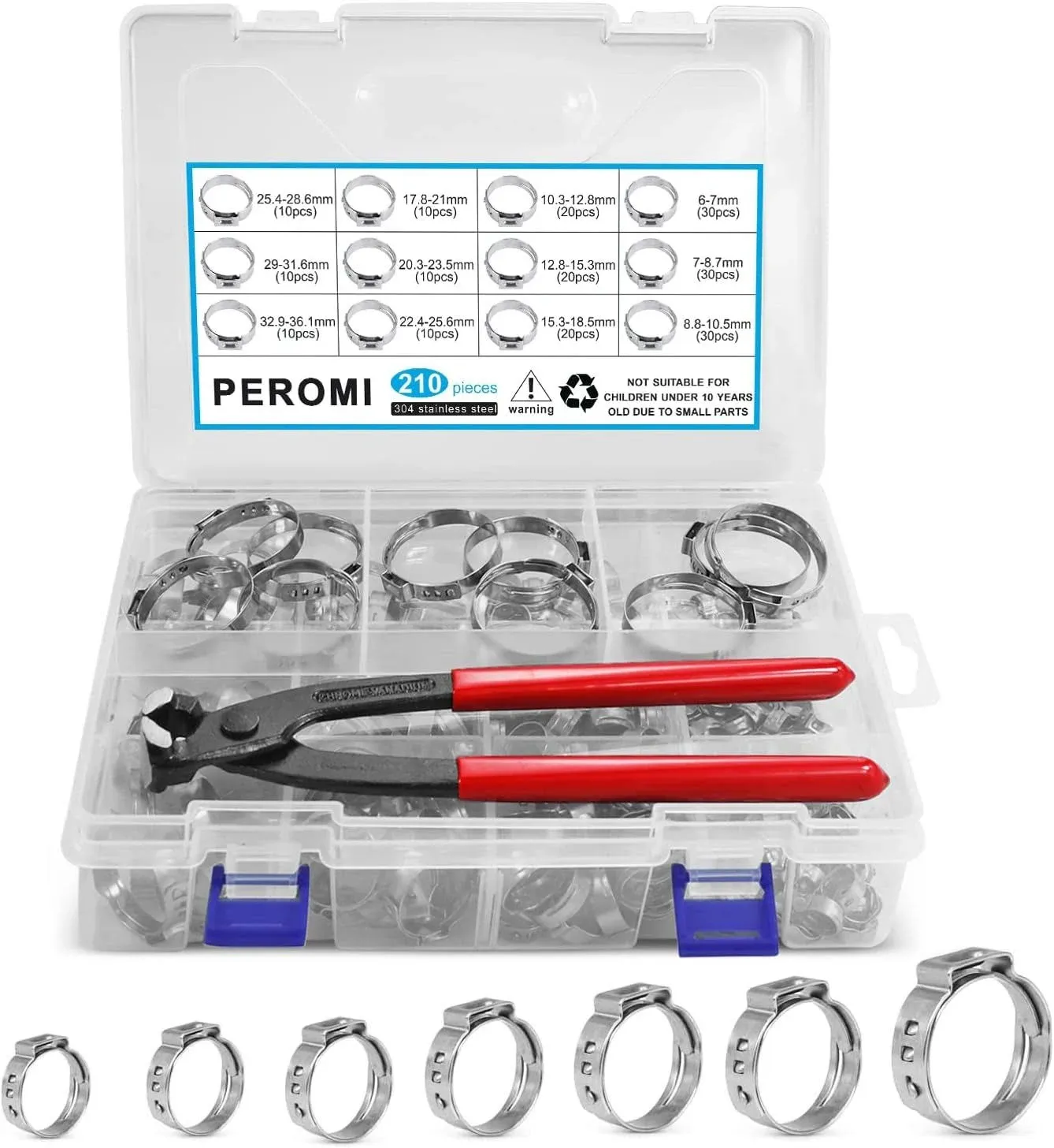 PEROMI 210pcs Single Ear Hose Clamp