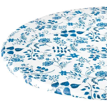 Flowing Flowers Vinyl Elasticized Table Cover by HSK 40 inch - 44 inch Dia. Round ...