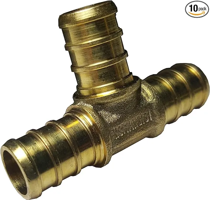 10 PIECES XFITTING 1" X 1" X 1" PEX TEE - BRASS CRIMP FITTINGS (LEAD-FREE BRASS) NSF, FULL PORT