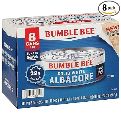 Bumble Bee Tuna, in Water, Solid White Albacore - 8 pack, 5 oz cans