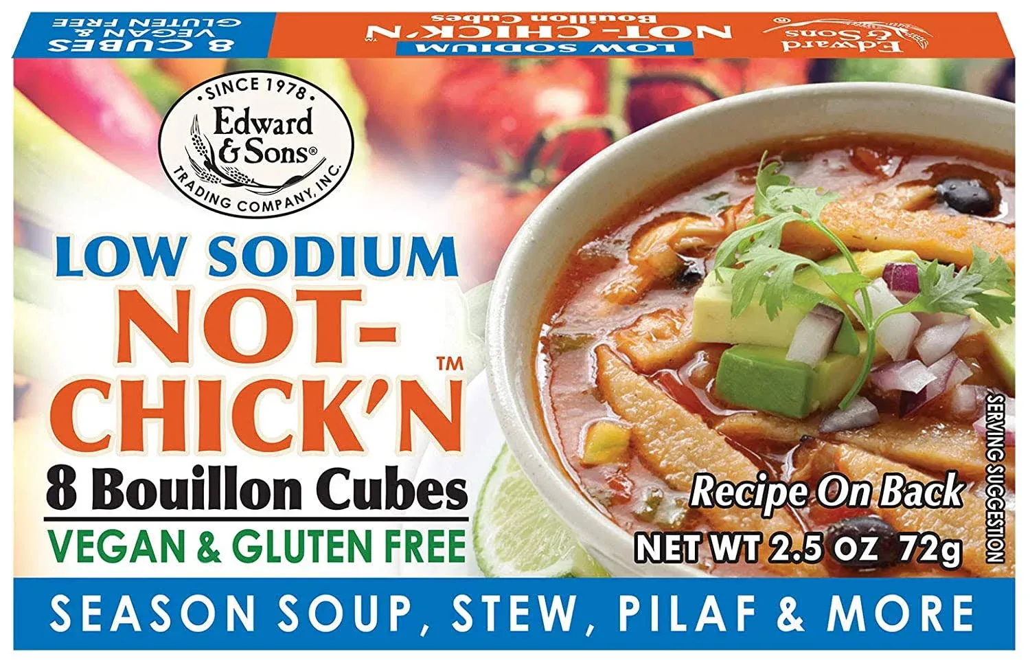 Edward &Amp; Sons Not Chick'n Bouillon Cubes, Low Sodium, 2.5 Ounces