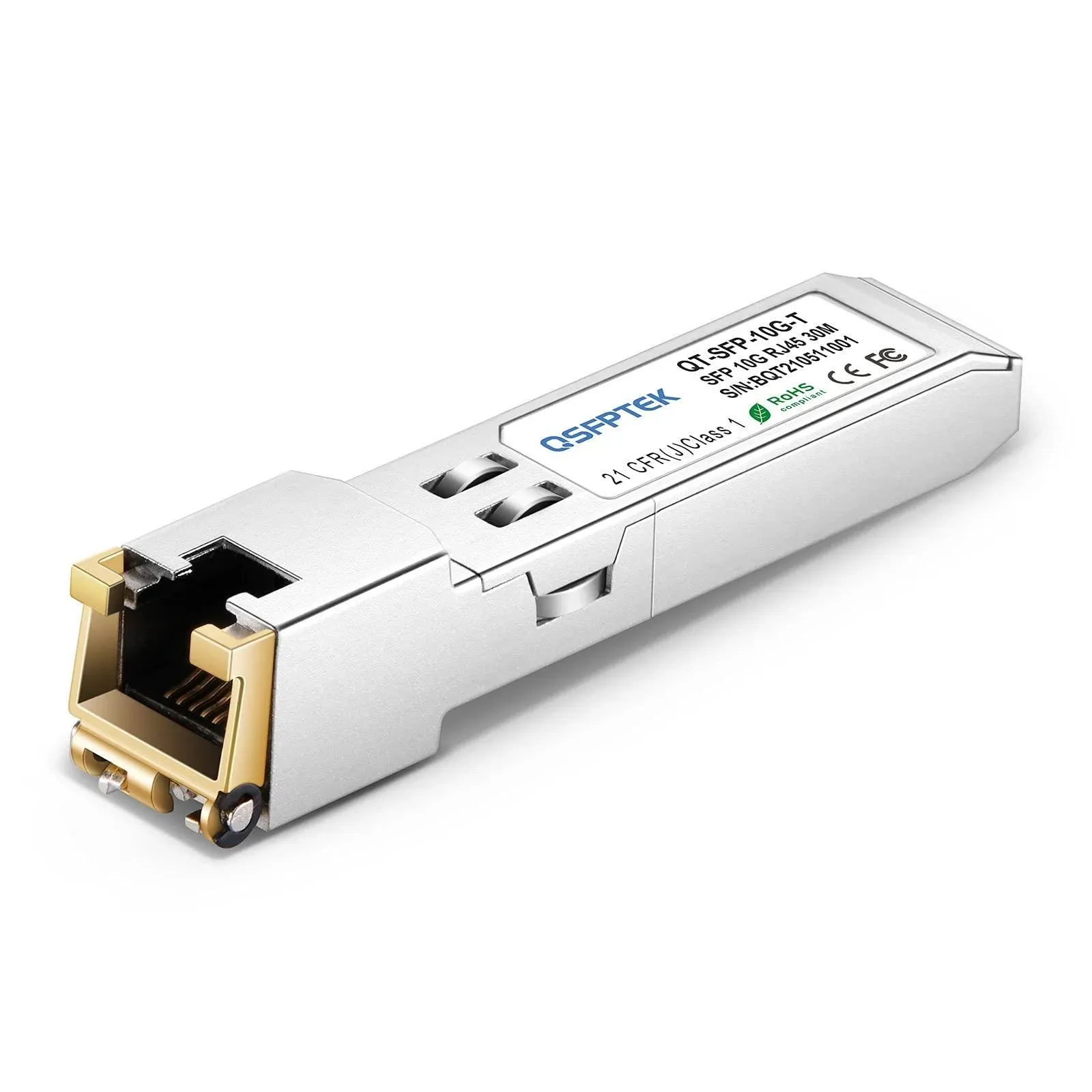 QSFPTEK 10g SFP+ RJ45 Module 10GbE mini-GBIC SFP to RJ45 Module 10GBase-T Copper Transceiver for Ubiquiti UF-RJ45-10G Netgear AXM765 Supermicro