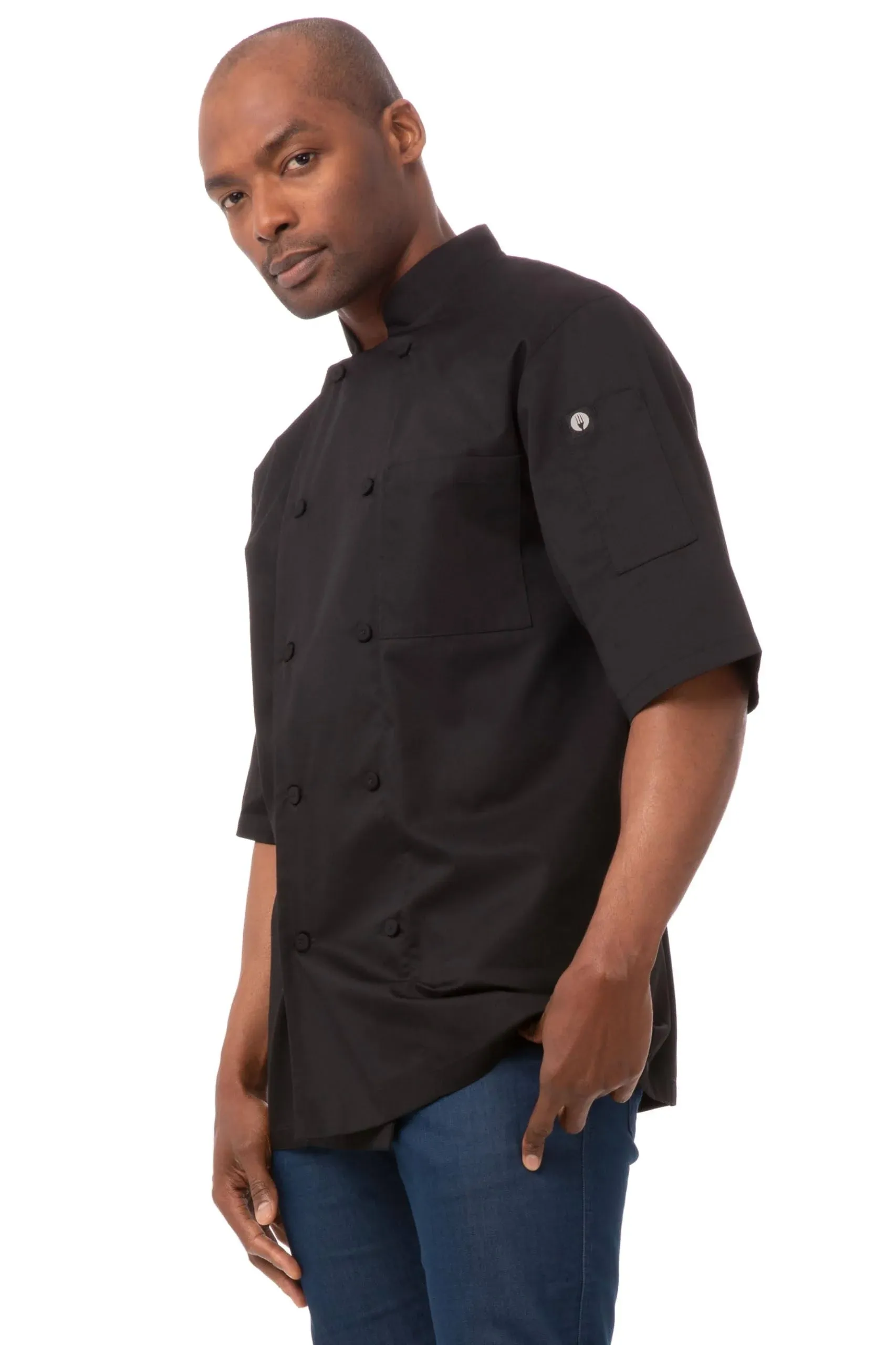 Chef Works® Montreal Cool Vented Short Sleeve Basic Chef Coat, Black, Medium