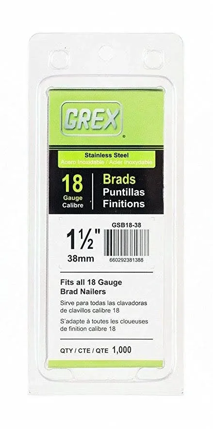 GSB18-25 1 In. 18 Ga. Brad Nails, Stainless Steel 304, 1M