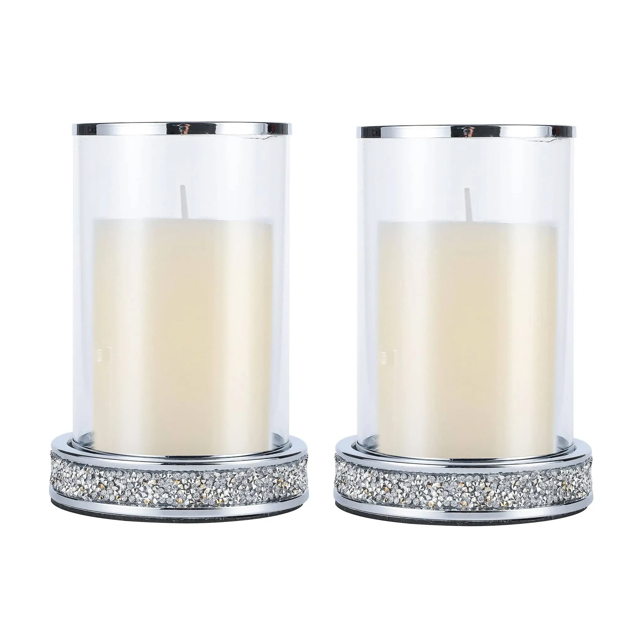 Pillar Candle Holders Set of 2,Hurricane Candle Holders for Pillar Candle