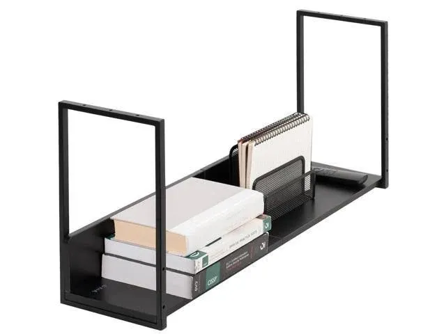 Vivo Black 30 inch Under Desk Shelf Storage Organizer System