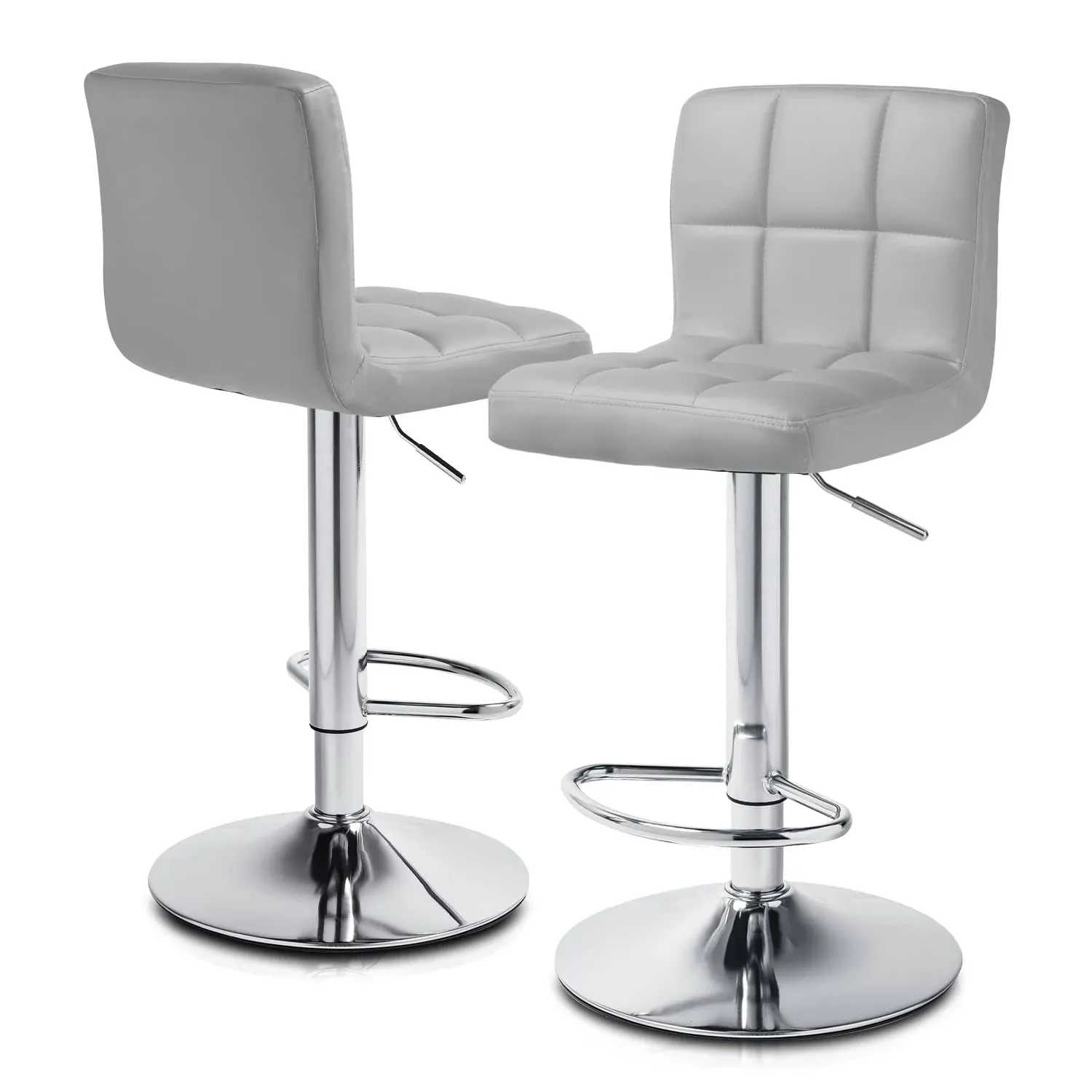 MoNiBloom Modern PU Leather Adjustable Swivel Barstools with Footrest and Back ...