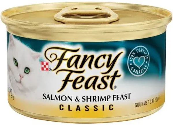 Purina Fancy Feast Classic Salmon & Shrimp Feast Wet Cat Food, 3 oz. Cans (24 Pack)