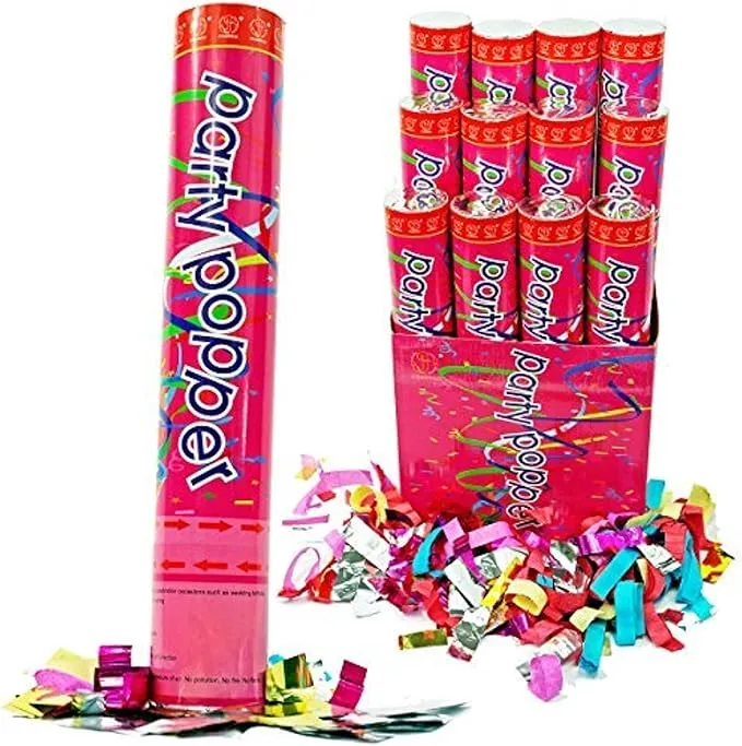 (12 Pack) Large 12" Confetti Cannons Air Compressed Party Poppers