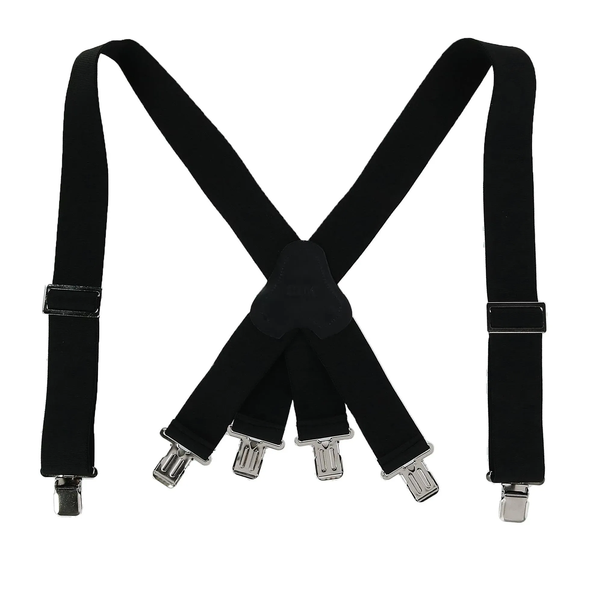 CTM Men's Elastic Clip-End 2 inch Fireman Suspenders - Black One Size