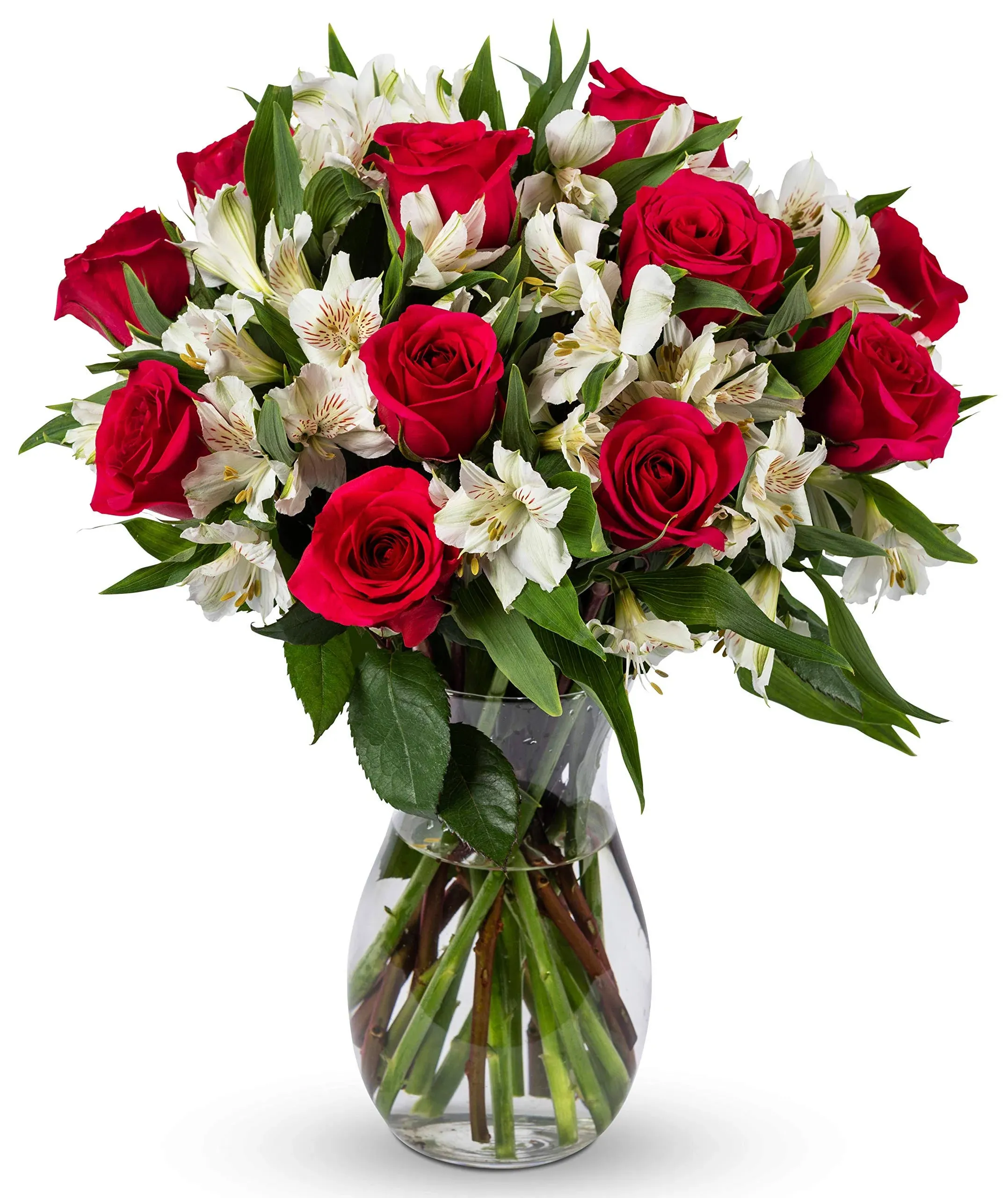 Benchmark Bouquets Signature Roses and Alstroemeria, with Vase (Fresh Cut Flowers)