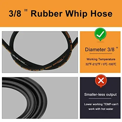 Pressure Washer Whip Hose 4 FT x 3/8 Inch, Hose Reel Connector Hose for Pressure Washing, 4000 PSI Power Washer Jumper Hose