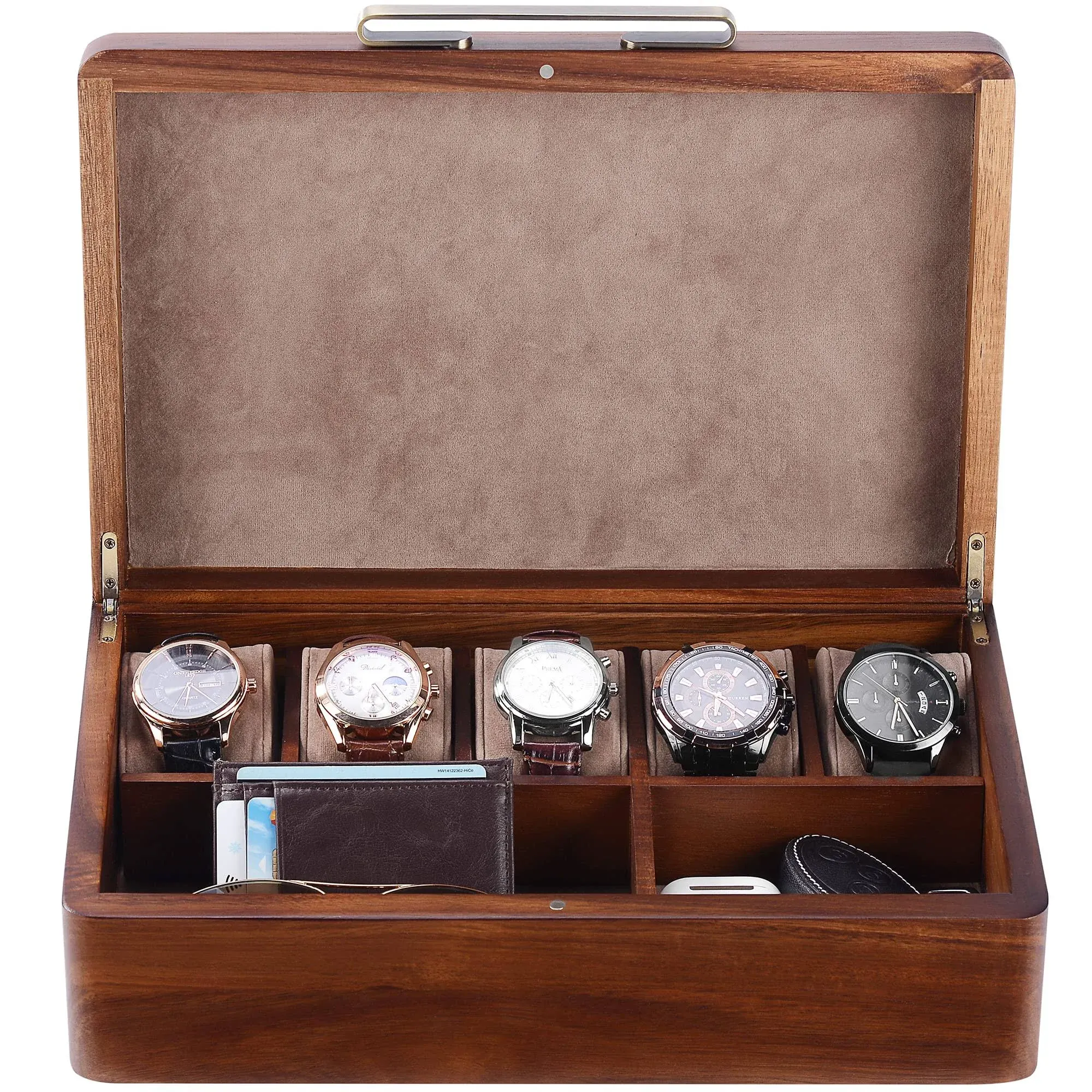 Shanik Wooden Watch Box for Men - Personalized Storage Box with 5 Slots for Watc