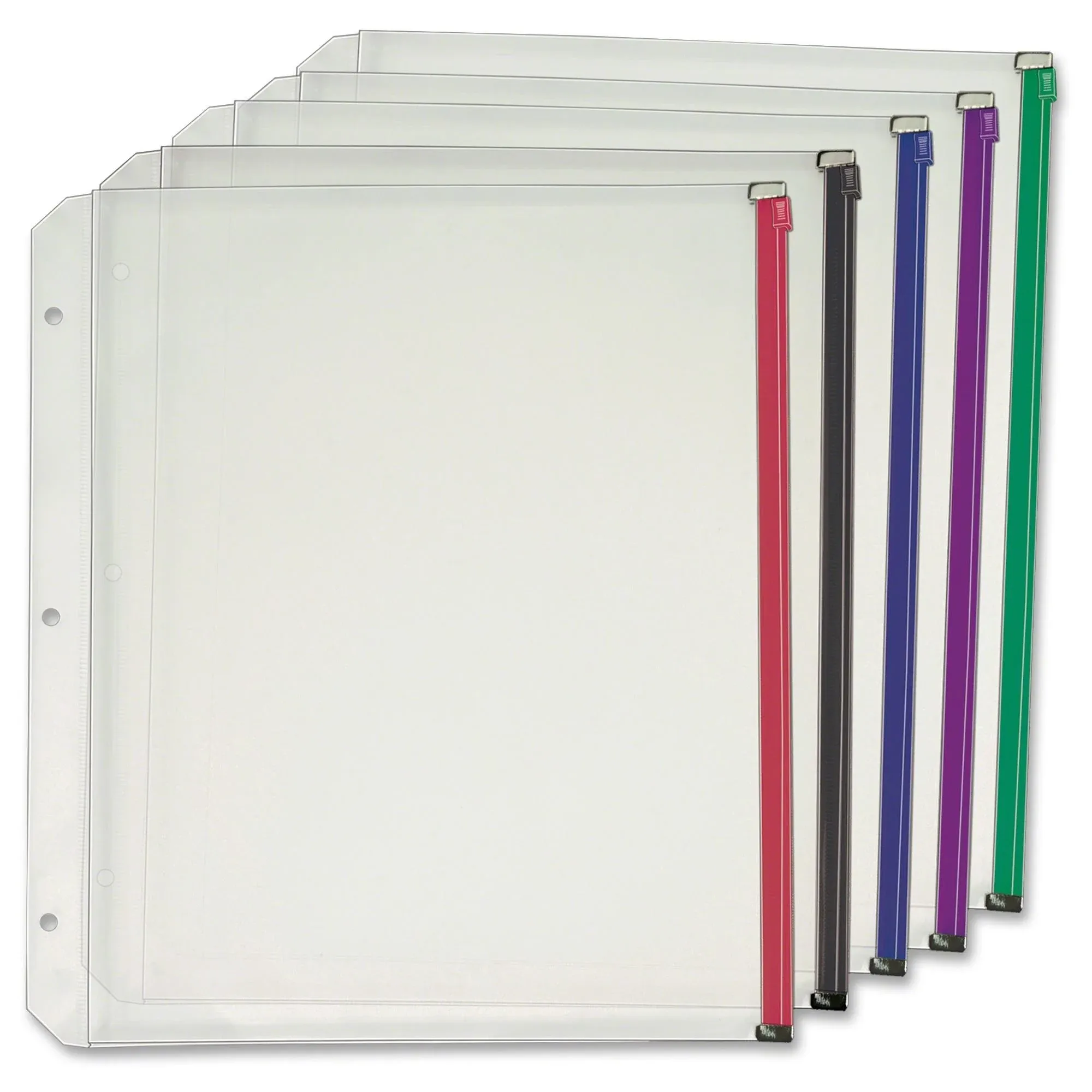 Cardinal Expanding Zipper Binder Pocket, 11 x 8.5, Assorted Colors, 5/Pack