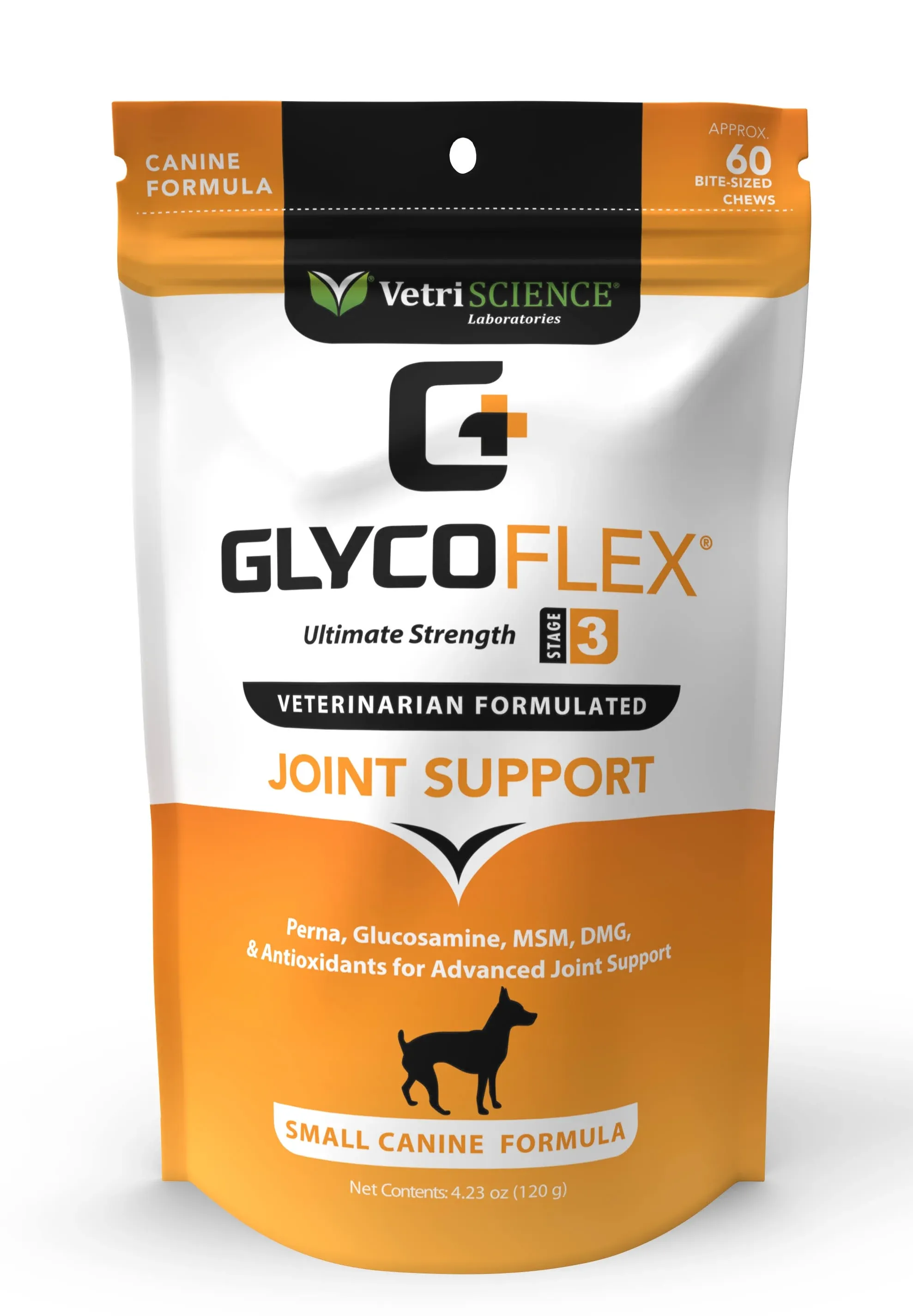 VetriScience Glycoflex 3 Maximum Strength Hip and Joint Supplement with Glucosamine for Cats, Chicken Flavor, 60 Chews