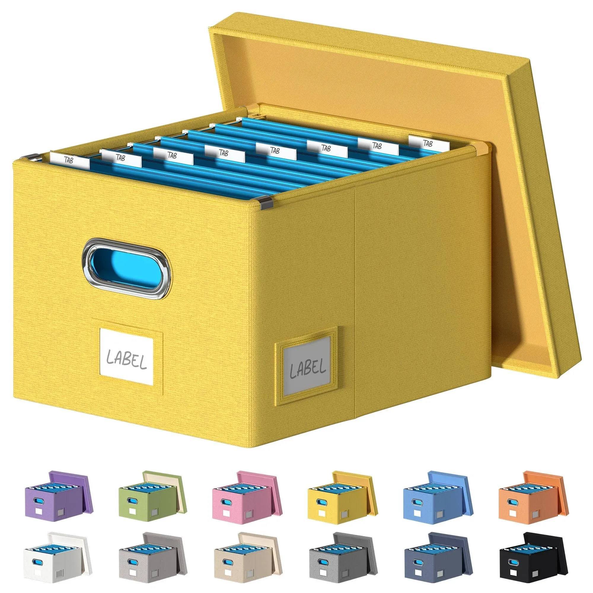 File Organizer Collapsible Storage Box for Office File Box with Lids Document...