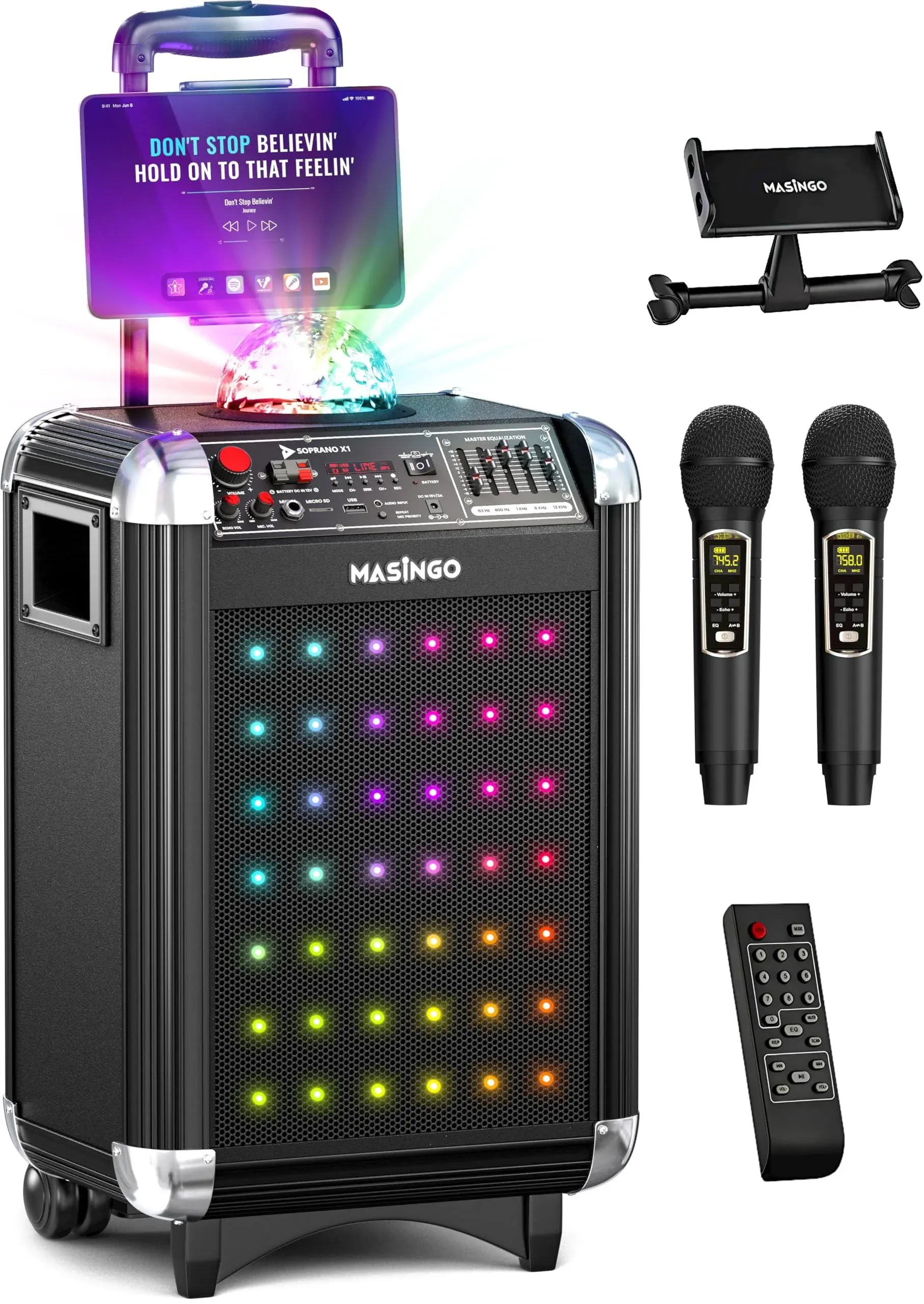 Masingo Karaoke Machine for Adults and Kids with 2 Bluetooth Wireless Microphones ...