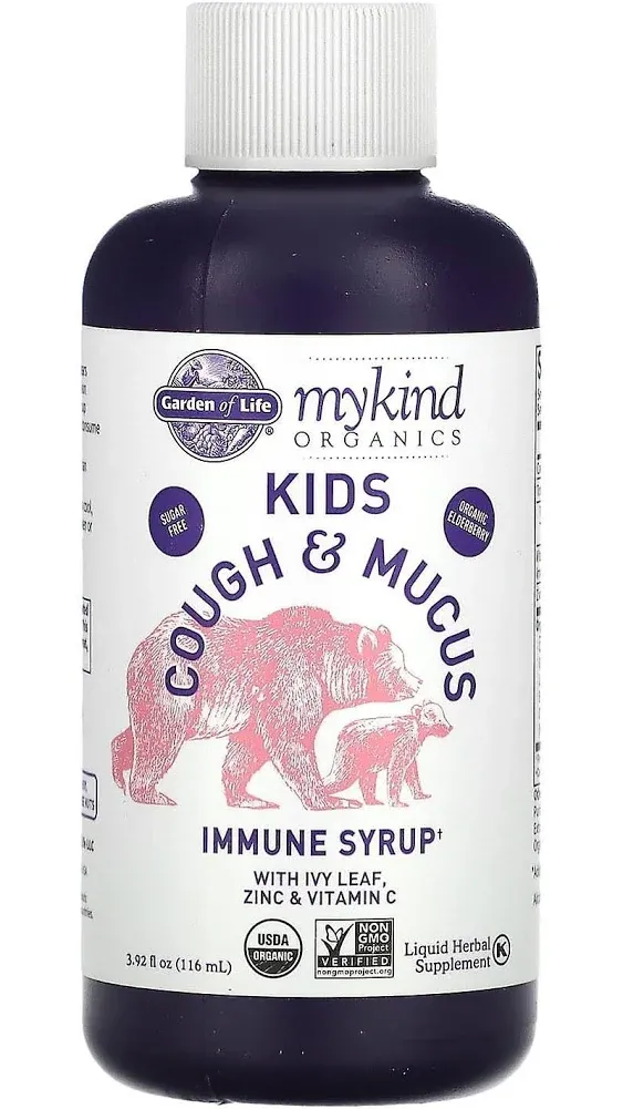 Garden of Life, Mykind Organics, Kids Cough & Mucus, Immune Syrup with Ivy Leaf ...