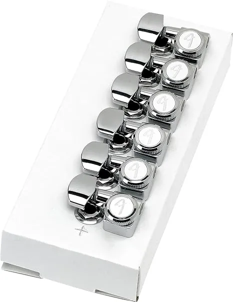 Fender Deluxe Locking Staggered Guitar Tuners, Left-Handed Chrome 