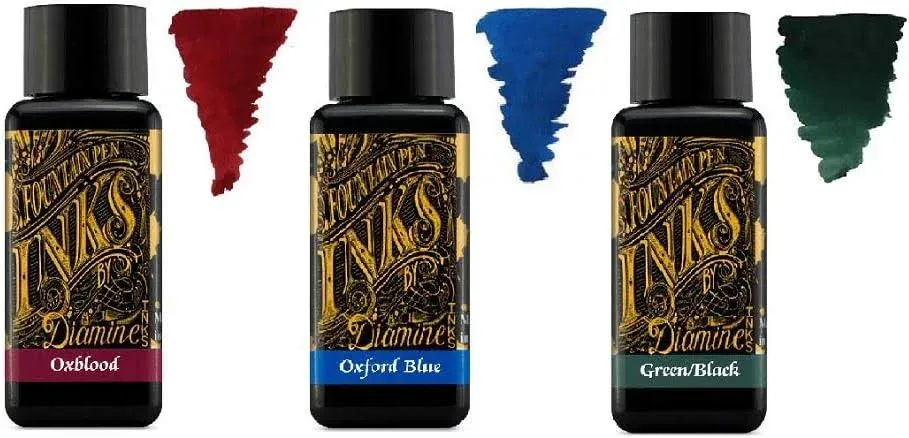 Diamine Fountain Pen Primary Colour Ink 3 Pack