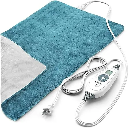 Pure Enrichment® PureRelief™ XL Heating Pad - LCD Controller with 6 InstaHeat Settings for Cramps, Back, Neck, & Shoulder Pain Relief, Moist Heat Option, Machine Washable, 12" x 24" Storage Bag (Blue)