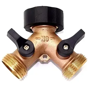 Garden Hose Splitter Heavy-Duty 2 Way Solid Brass Y Valve Female Connector OAU @