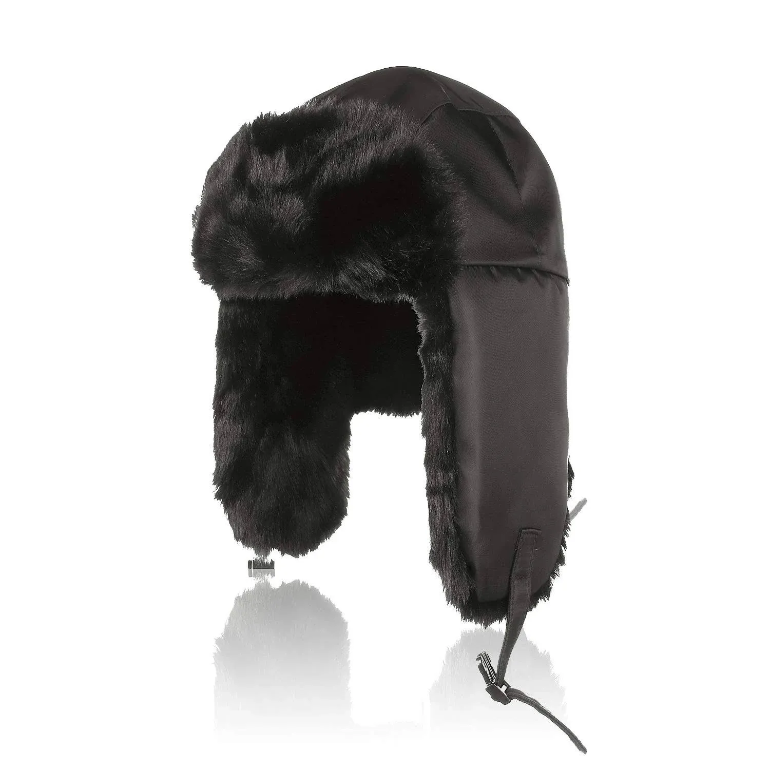 Aurya Winter Unisex Trapper Trooper Hunting Hat Warm Ushanka Russian Hat Faux Fur Skiing Hat Cap(Black)