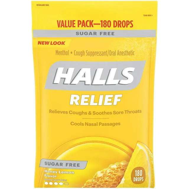 Halls Honey Lemon Sugar Free Cough Drops