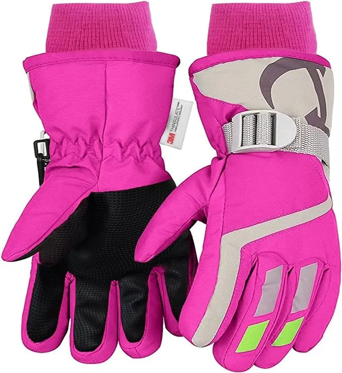 7-mi Snow Gloves for Kids, Winter Warm Water-Resistan<wbr/>t Gloves for Skiing Snow...