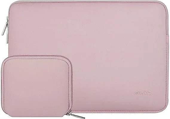 MOSISO Laptop Sleeve Compatible with MacBook Air/Pro, 13-13.3 inch Notebook, Compatible with MacBook Pro 14 inch M3 M2 M1 Chip Pro Max 2023-2021, Neoprene Bag with Small Case, Baby Pink