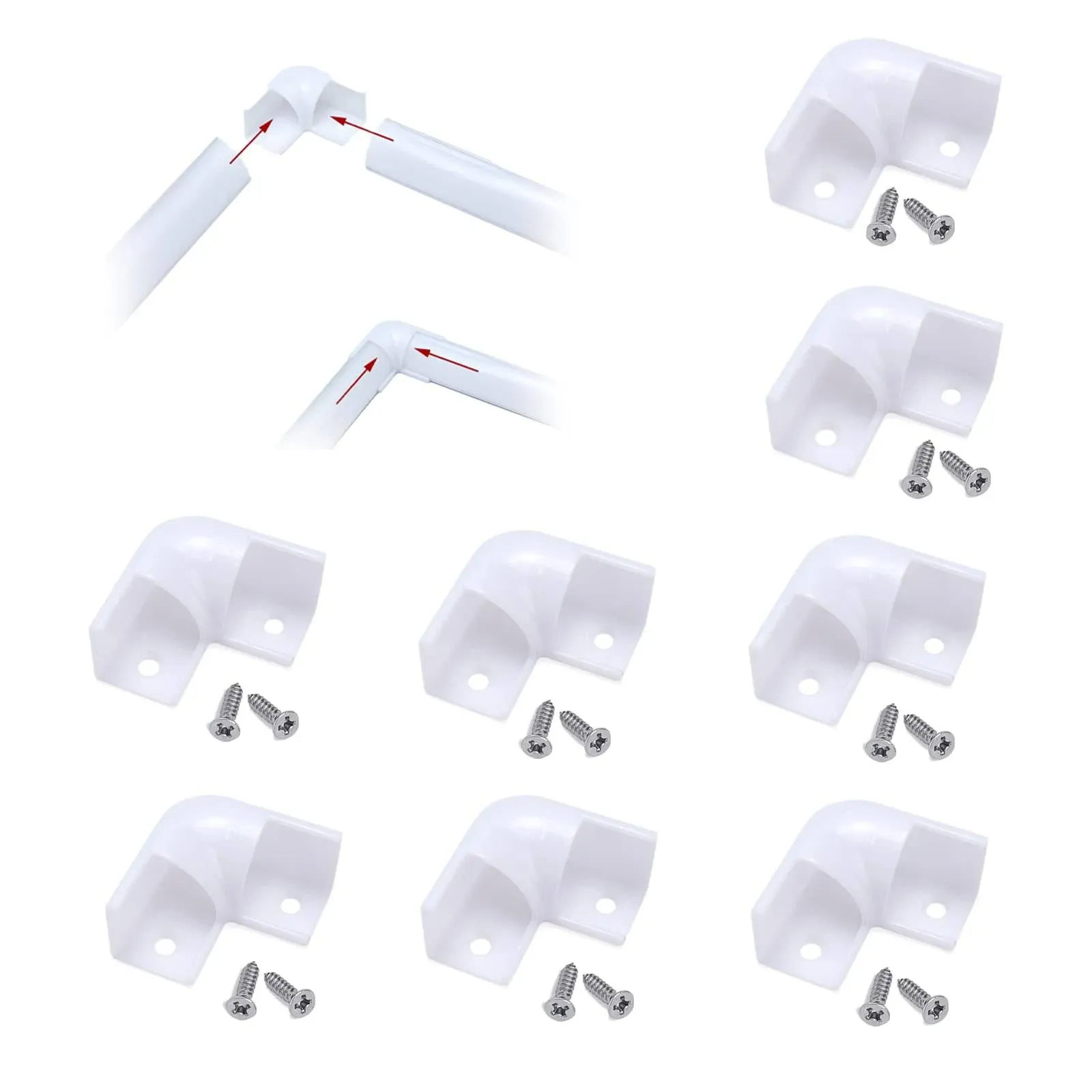 Muzata 8PACK LED Channel Corner Connector Kit L-Shape for V1SW V-Shape Strip Light Aluminum Channels System, 90 Degree Adaptor, LC08 Series LA2 LC2