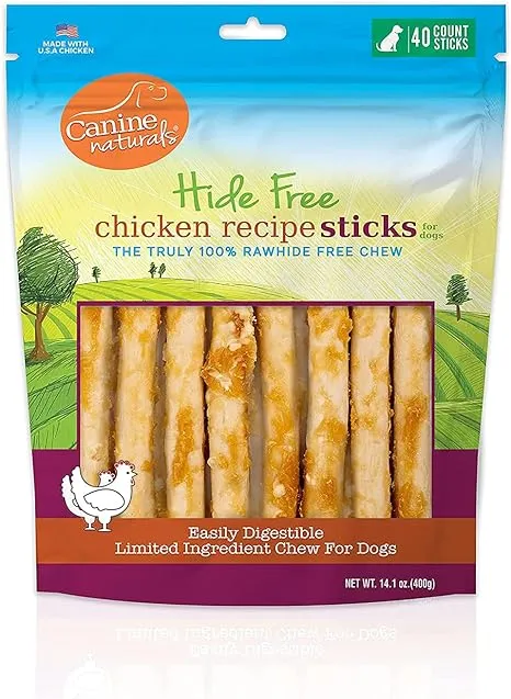 Canine Natural Hide Free Chicken Stick Dog Chew 40Pk