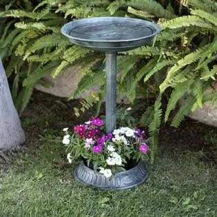 Alpine Corporation 25" Birdbath with Planter Pedestal