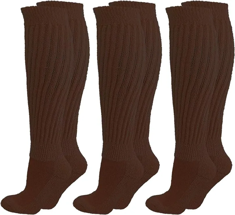 Luxury Divas All Cotton 3 Pack Extra Heavy Slouch Socks Made in USA