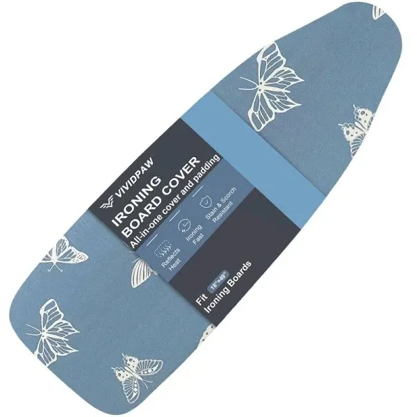 VividPaw Ironing Board Cover and Pad 18x49 Extra Wide Thick Padding Elastic Edge ...