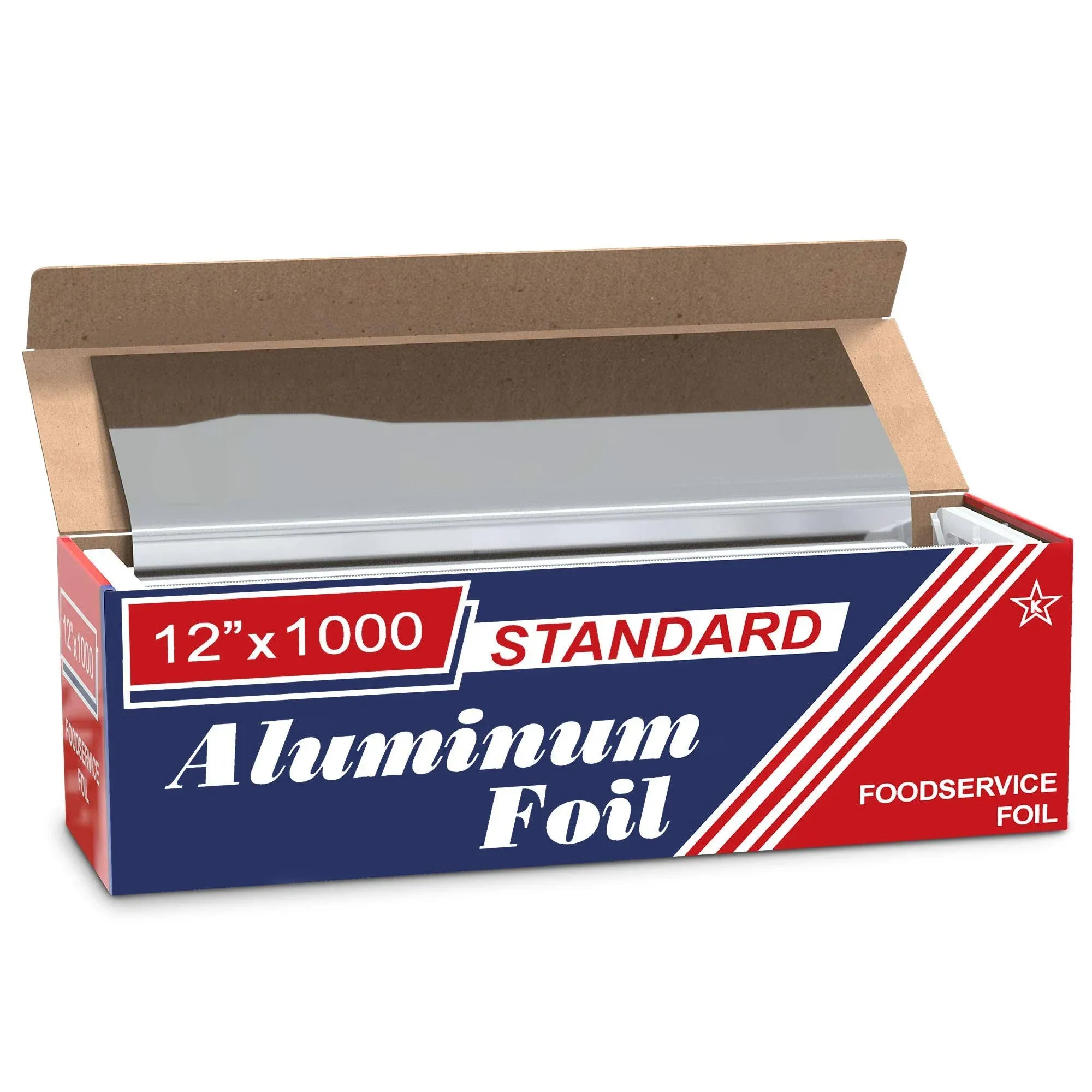 Standard Premium Aluminum Foil | 12”x1000 Feet Long | Industrial Size and Strength | Commercial Grade & Length Foil Wrap for Food Service Industry and Home Use| Strong Silver Foil (4 Pack)