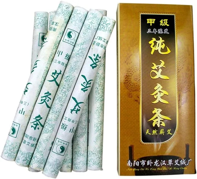 Moxa Sticks Pure Handmade Rolls Chinese Herbal Mugwort Moxibustion Wormwood 5-Years Purity 5:1 Ratio 10 per Box