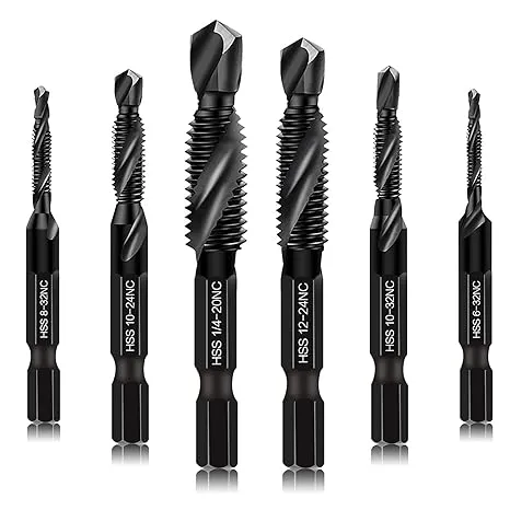 Drill Tap Bits Set of 13 Pcs 6 SAE Sizes-32nc to 1 4-20nc 6 Metric M3 M10 and A ...