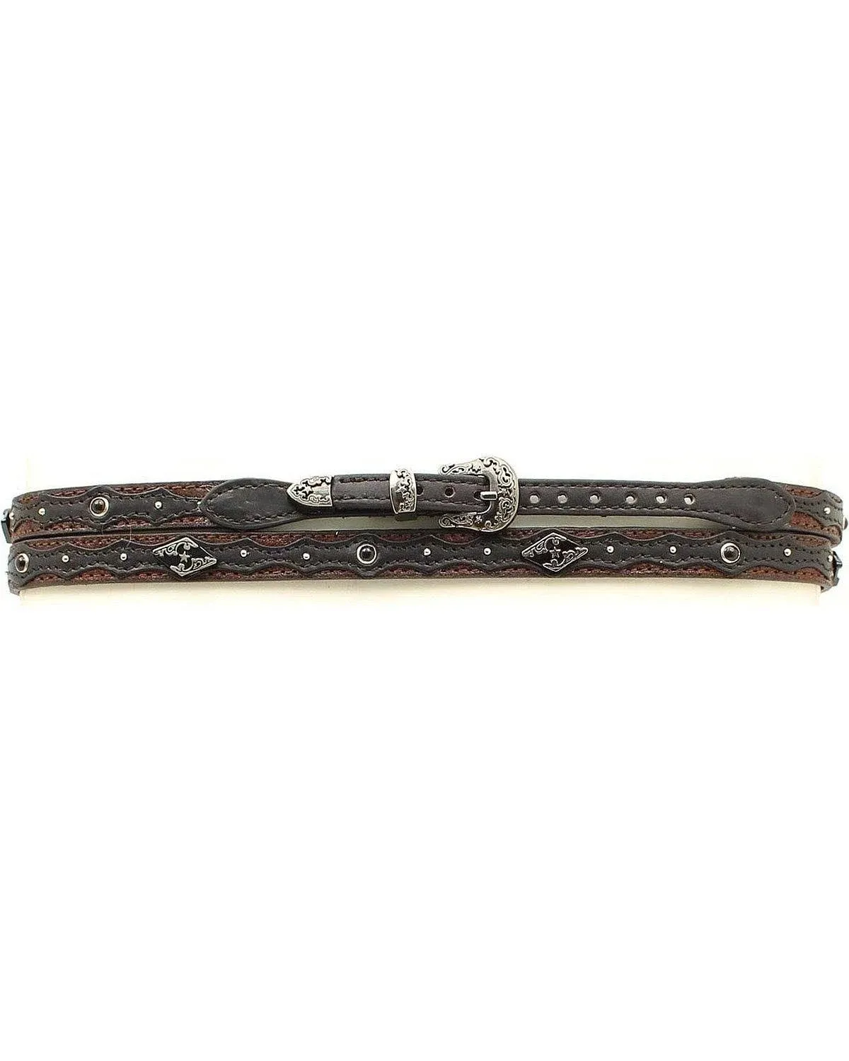 M&F Western Brown/Black Leather Diamond Conch Hatband