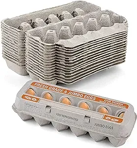 MT Products Printed Natural Pulp Jumbo Egg Cartons (Holds 1 Dozen eggs) (15 cartons)