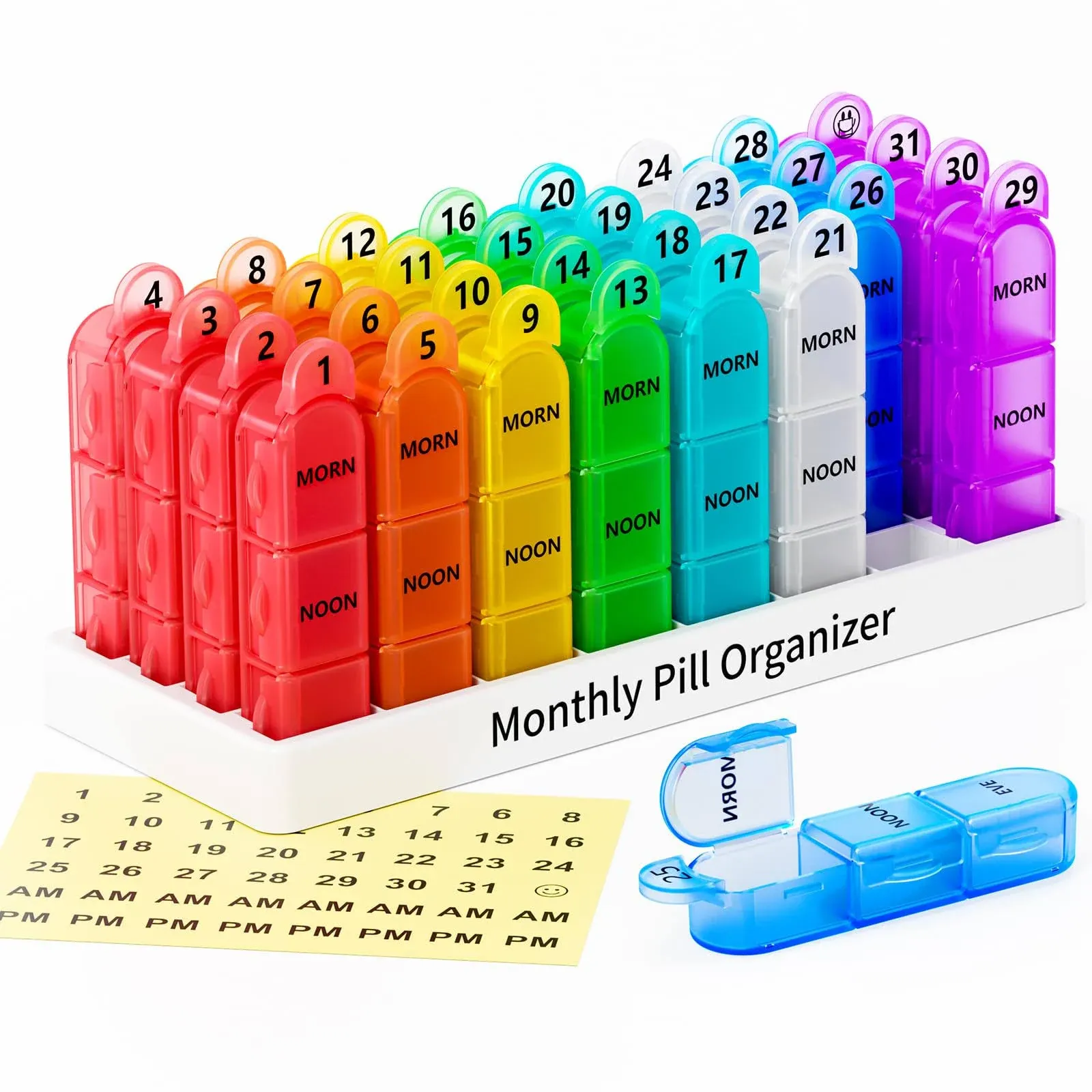 Monthly Pill Organizer 3 Times A Day, 30 Day Pill Organizer Morning-Noon-N<wbr/>igh...