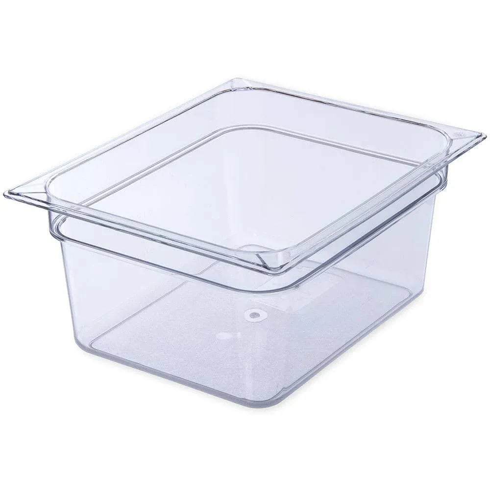 Carlisle 10222B07 Clear Polycarbonate StorPlus Half Size Textured Non-Slip Finish 6" 8.7 Qt Food Pan