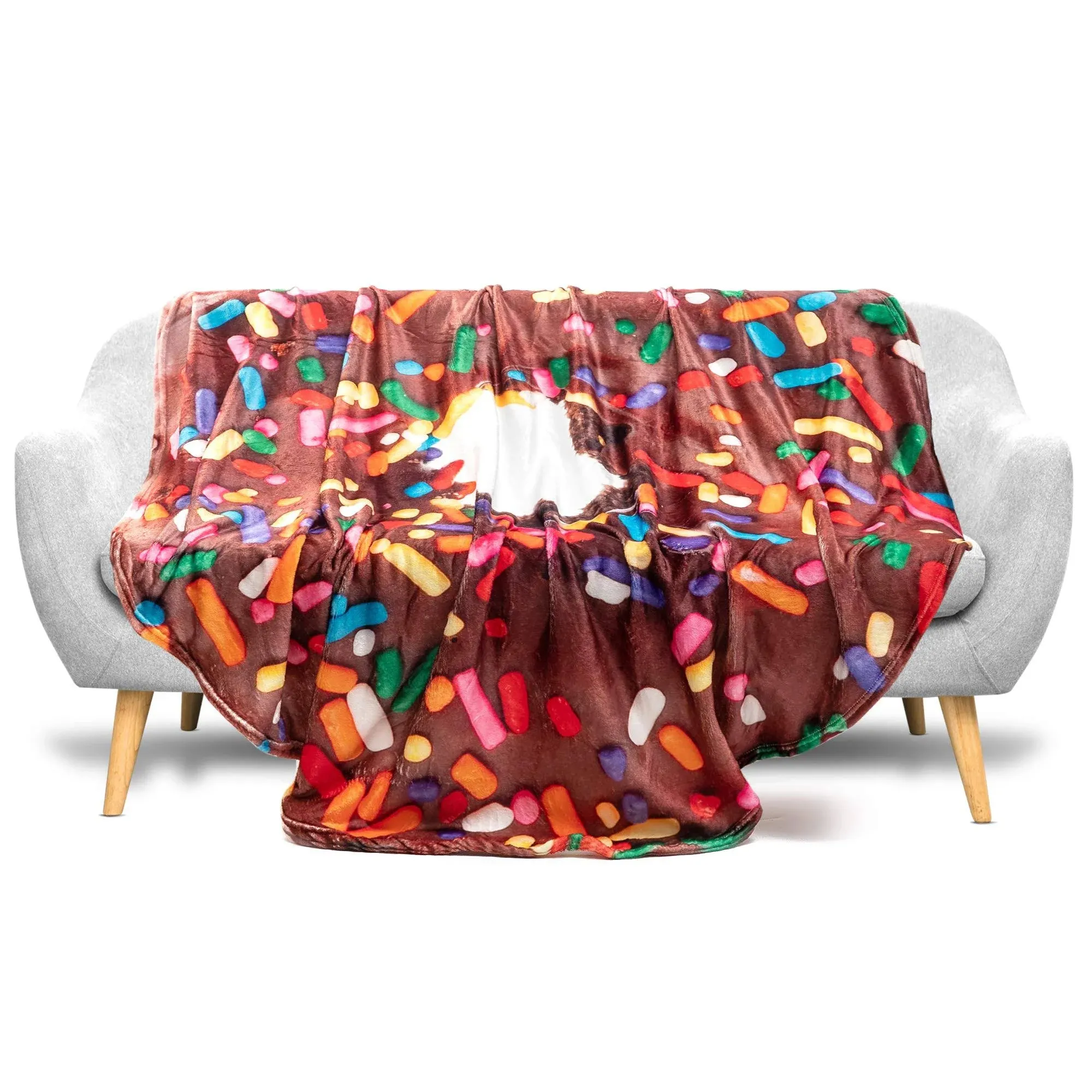 Komfort Home Donut Blanket, Soft Round Chocolate Donut Throw Blanket 60 Inches in ...