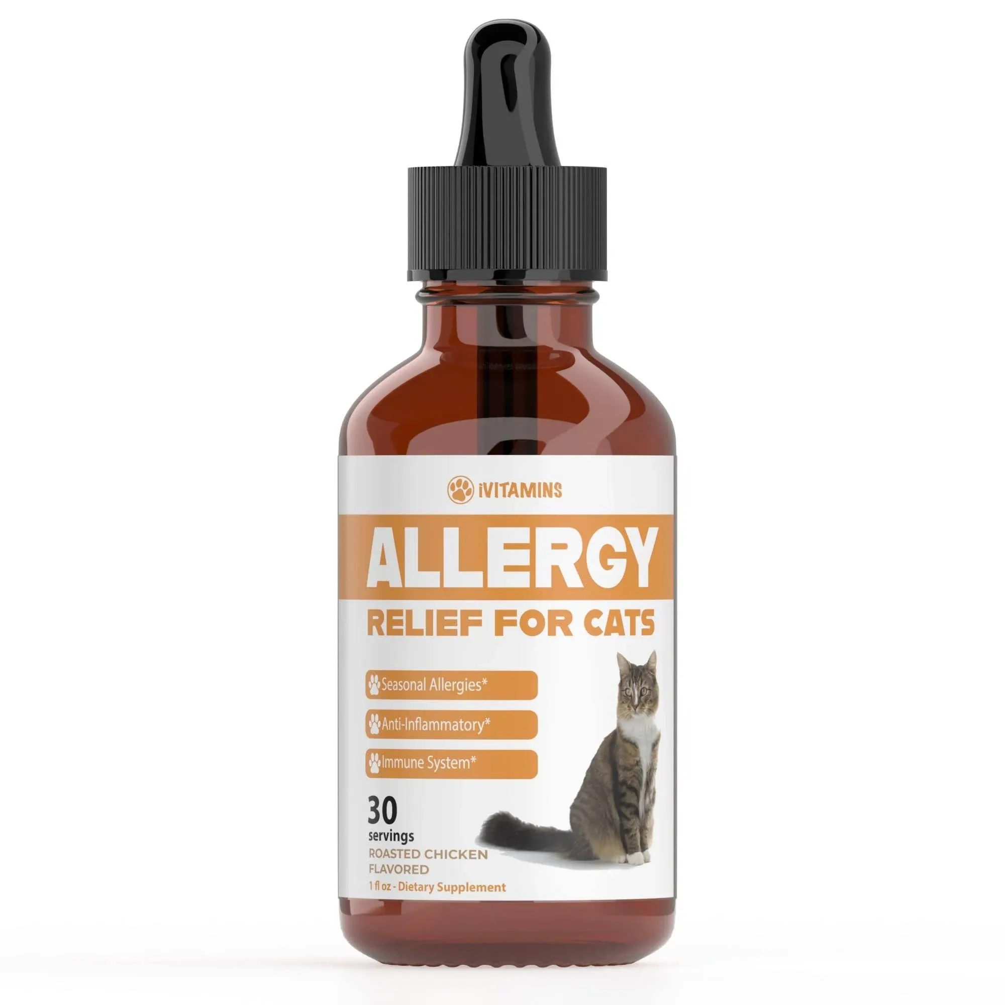 iVitamins Allergy Relief for Cats | Helps to Naturally Support Allergy & Itch Relief for Cats | Cat Allergy | Cat Itch Relief | Cat Itchy Skin Relief