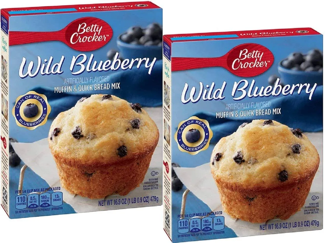 Betty Crocker Wild Blueberry Muffin & Quick Bread Mix, 16.9 oz 2 Pack