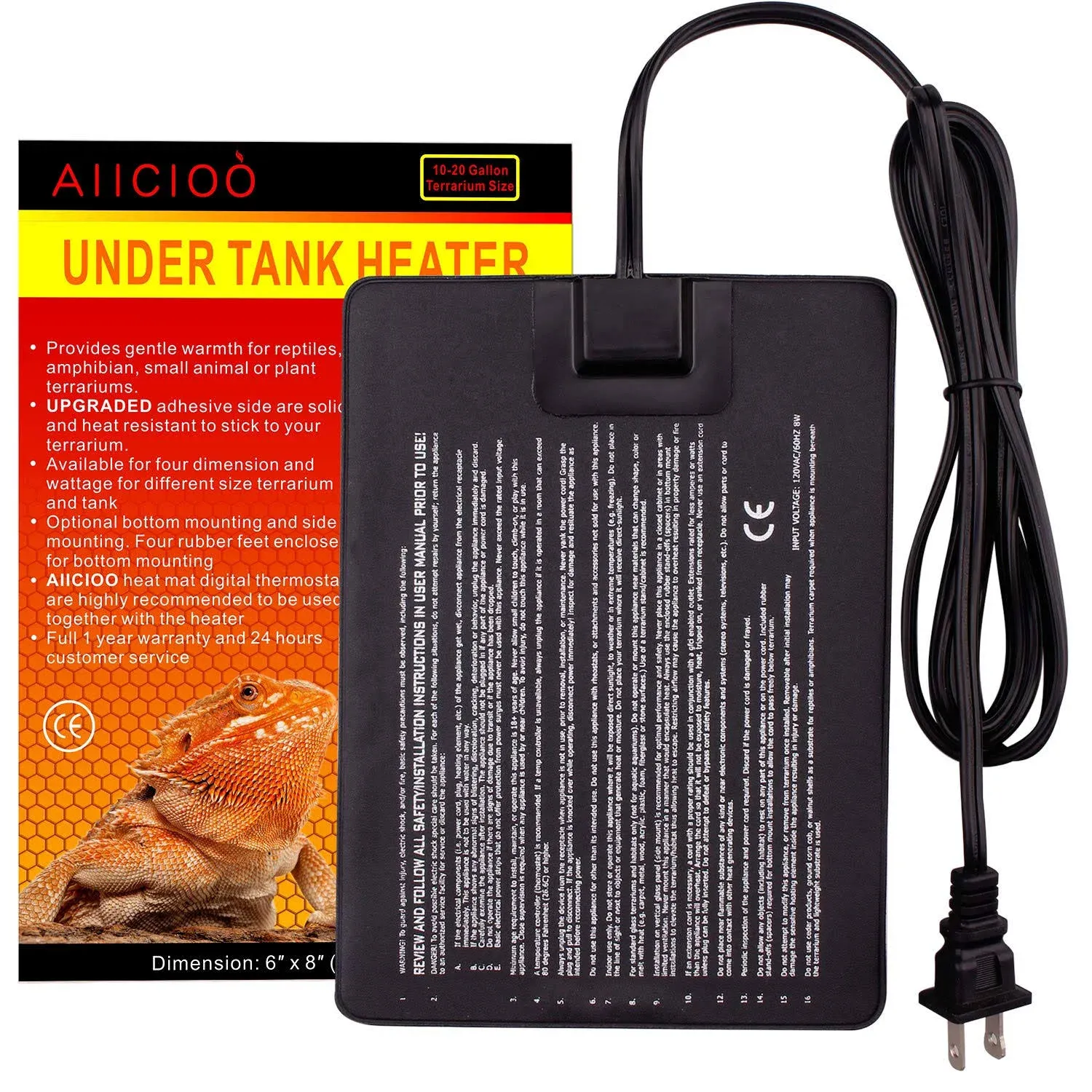 Aiicioo Under Tank Heater Reptile Heating Pad For Terrarium 8W BRAND NEW