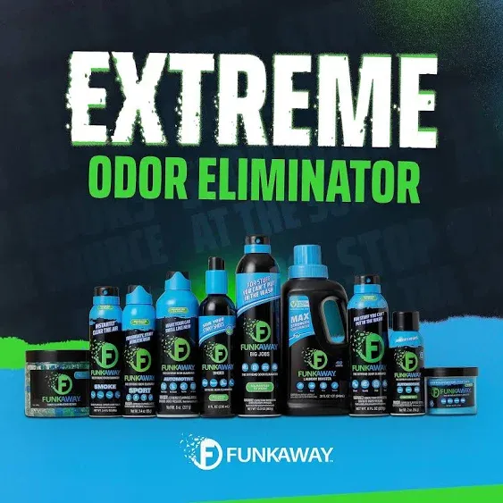 FunkAway Odor Eliminating Spray for Shoes, Skates, Work Boots & More, 8 oz., 4 Pack, Extreme Odor Eliminator, Perfect for Stinky Stuff You Can't Put in the Wash