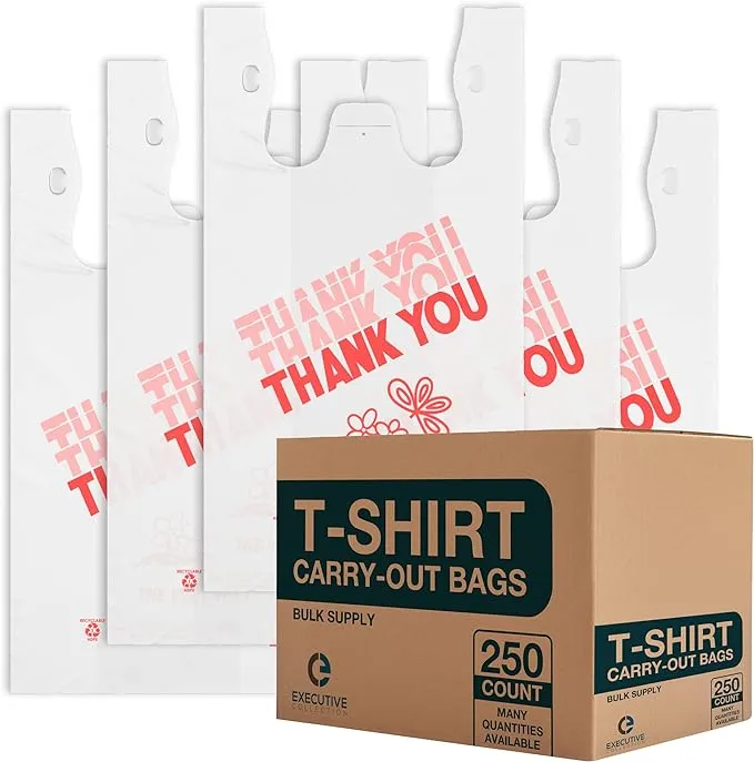 111 Executive Collection T Shirt Bags - White Plastic Bags with Handles ...